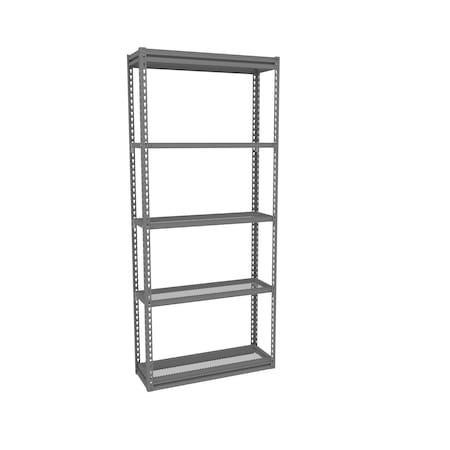 Tennsco Z-Line Shelving W/Five Perf. Shlvs, Boltless, 36"Wx12"Dx84"H, Starter, Gry ZM7-3612S-5PD-MGY